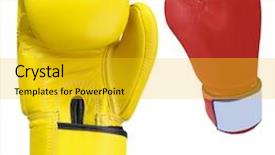  Presentation with boxing - Colorful presentation theme enhanced with boxing gloves under the white background backdrop and a gold colored foreground