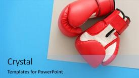  Presentation with pink boxing gloves - Colorful presentation theme enhanced with boxing gloves with blank space backdrop and a light blue colored foreground