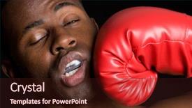  Presentation with boxing - Beautiful presentation theme featuring mouth guard - boxing man backdrop and a wine colored foreground