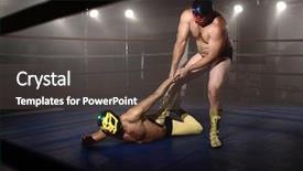  Presentation with boxing ring - Theme consisting of boxing ring - masked wrestlers fighting background and a dark gray colored foreground