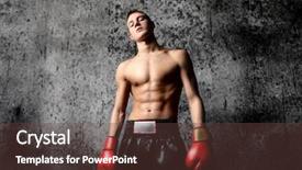  Presentation with fight two boxer boxing - Beautiful presentation theme featuring boxing ring - portrait of young boxer backdrop and a tawny brown colored foreground