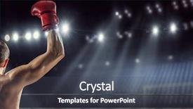  Presentation with champion - Presentation design having boxing ring - professional box champion mixed media background and a dark gray colored foreground