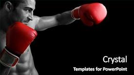  Presentation with boxing ring - Presentation theme having boxing ring - young boxer fighter over black background and a black colored foreground