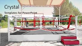  Presentation with boxing ring - PPT layouts having boxing ring prepared for competition background and a coral colored foreground