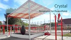  Presentation with boxing ring - Cool new slide deck with boxing ring prepared for competition backdrop and a sky blue colored foreground
