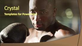  Presentation with fight two boxer boxing - Audience pleasing presentation theme consisting of boxing sport - boxer throwing punch backdrop and a tawny brown colored foreground