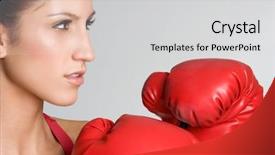  Presentation with female sport - Beautiful presentation featuring boxing sport - female boxer backdrop and a light gray colored foreground