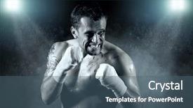  Presentation with fight two boxer boxing - Presentation theme enhanced with boxing sport - portrait of boxer in blood background and a ocean colored foreground