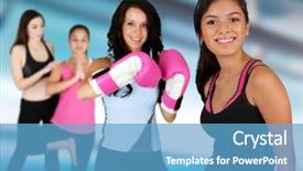 Presentation with teen girls - Beautiful presentation design featuring boxing sport - teen girls working backdrop and a  colored foreground