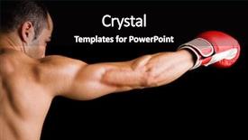  Presentation with boxing - Colorful PPT theme enhanced with boxing sport - young boxer fighter over black backdrop and a black colored foreground