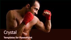  Presentation with fight two boxer boxing - Amazing slides having boxing sport - young boxer fighter over black backdrop and a  colored foreground