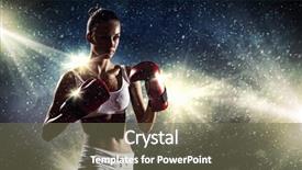  Presentation with sportswoman boxing woman - PPT theme having boxing sport - young pretty boxer woman standing background and a gray colored foreground