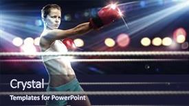  Presentation with sportswoman boxing woman - Audience pleasing presentation design consisting of boxing sport - young pretty boxer woman standing backdrop and a wine colored foreground
