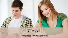  Presentation with school - Presentation theme featuring girl boy - education and school concept background and a  colored foreground