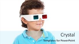  Presentation with child drinking water from glass - Slide deck featuring boy 3d - child whit 3d glasses background and a arctic colored foreground