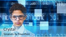  Presentation with binary blue - PPT layouts featuring boy against blue technology design background and a light blue colored foreground