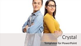  Presentation with teenage girl - Beautiful slide deck featuring boy and a teenage girl backdrop and a light gray colored foreground