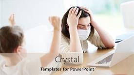  Presentation with coronavirus - Presentation theme consisting of boy-and-exhausted-mother-trying background and a lemonade colored foreground