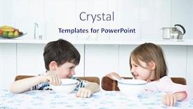  Presentation with cereal - Presentation design enhanced with boy-and-girl-5-6 background and a sky blue colored foreground