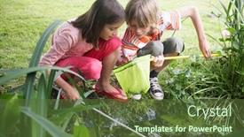  Presentation with fishing net - Audience pleasing slide set consisting of boy-and-girl-7-9 backdrop and a tawny brown colored foreground