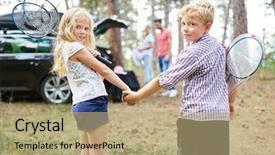  Presentation with hands holding - Presentation theme featuring boy and girl are holding background and a coral colored foreground