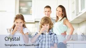  Presentation with drinking water - Slides having boy and girl drinking water background and a light blue colored foreground