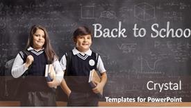  Presentation with back school - Amazing theme having boy-and-girl-in-school backdrop and a tawny brown colored foreground