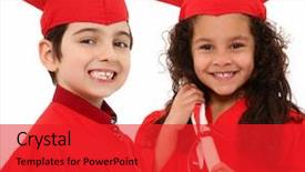  Presentation with diploma - Theme consisting of boy and girl interracial graduation background and a red colored foreground