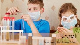  Presentation with chemical enginer - Audience pleasing slide set consisting of boy and girl make chemical backdrop and a coral colored foreground