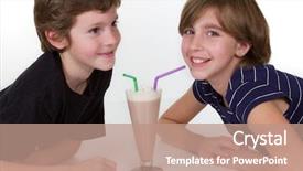  Presentation with chocolate milk - Audience pleasing PPT theme consisting of boy and girl sharing chocolate backdrop and a  colored foreground