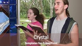  Presentation with teen girl - Presentation with boy and girl singing hymn background and a tawny brown colored foreground