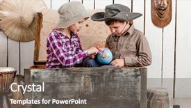  Presentation with study - Cool new theme with boy and girl study globe backdrop and a gray colored foreground