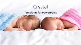  Presentation with bed - Colorful presentation theme enhanced with boy and girl twins lying backdrop and a white colored foreground