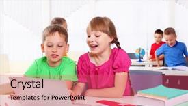  Presentation with working together - PPT layouts consisting of boy and girl working together background and a  colored foreground