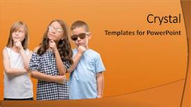  Presentation with kids brain - Presentation theme enhanced with boy and girls kids background and a gold colored foreground