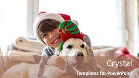 Presentation with dog christmas - Beautiful theme featuring boy-and-his-dog-enjoying backdrop and a coral colored foreground