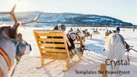  Presentation with family teens and children - Presentation with boy and his family sledding background and a coral colored foreground