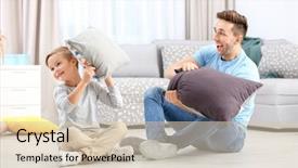  Presentation with father - Audience pleasing slide deck consisting of boy and his father fighting backdrop and a soft green colored foreground