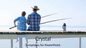  Presentation with fishing - Presentation with boy and his father fishing background and a light blue colored foreground
