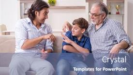  Presentation with father - Audience pleasing PPT layouts consisting of boy-and-his-father backdrop and a ocean colored foreground