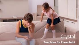  Presentation with sister - Colorful PPT layouts enhanced with boy-and-his-small-sister backdrop and a coral colored foreground