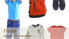  Presentation with set of sauces in white - Colorful slide deck enhanced with boy and set of clothes backdrop and a soft green colored foreground