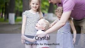  Presentation with evaluation of 5 years old boy - Colorful PPT theme enhanced with boy and two older cousin backdrop and a light blue colored foreground