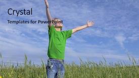  Presentation with christian prayer - Amazing slides having boy arms raised in prayer backdrop and a light blue colored foreground