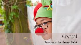  Presentation with talent - PPT layouts having boy-as-a-court-jester background and a soft green colored foreground