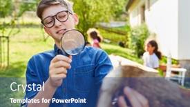  Presentation with biology - Cool new theme with boy-as-a-curious-researcher backdrop and a ocean colored foreground