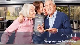  Presentation with grandparents - Slide deck with boy-as-a-grandchild-whispers background and a navy blue colored foreground