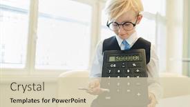  Presentation with financial accounting - PPT theme enhanced with boy-as-a-tax-inspector background and a soft green colored foreground