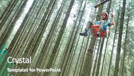  Presentation with boy scout - Amazing PPT theme having boy at climbing activity backdrop and a tawny brown colored foreground