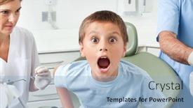  Presentation with wide - Presentation featuring boy-at-the-dentist-opens background and a light blue colored foreground